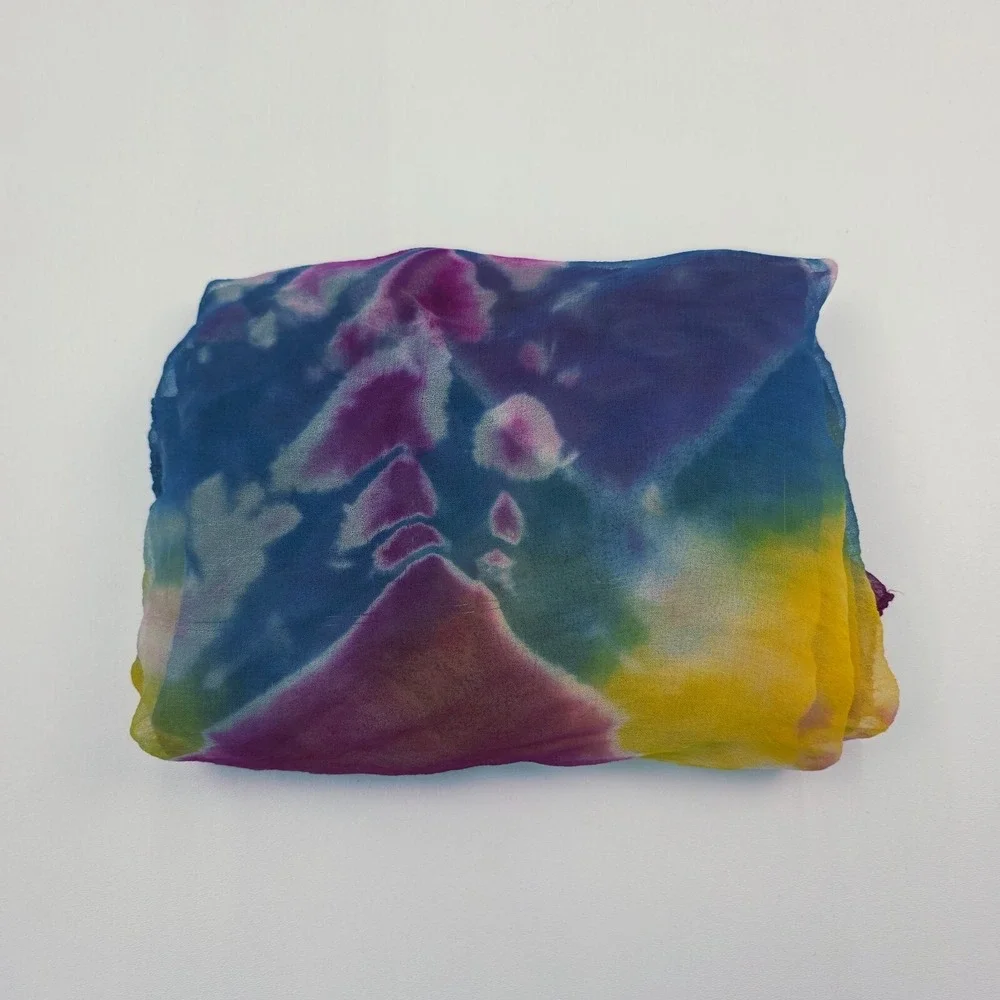 Womens Colorful Tie Dye Scarf Wrap Multicolor Rectangle Bohemian Festival Bright